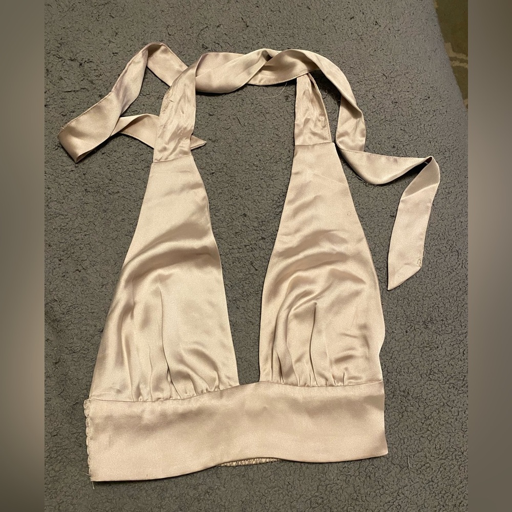 Champagne pink halter crop top, size XS